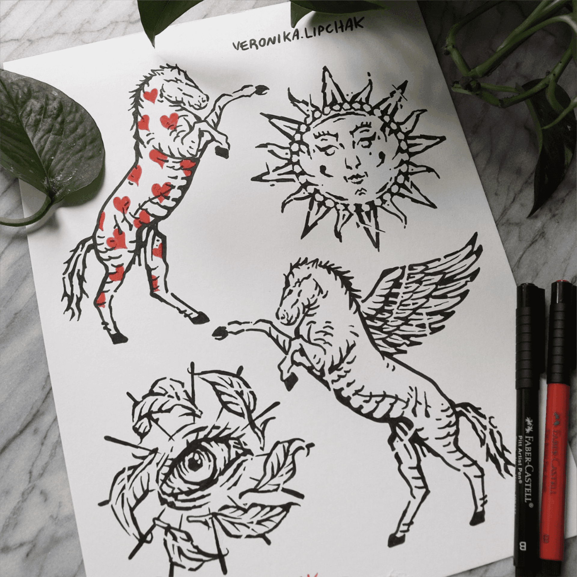 Tattoo flash sheet - Chapel Hill North Carolina